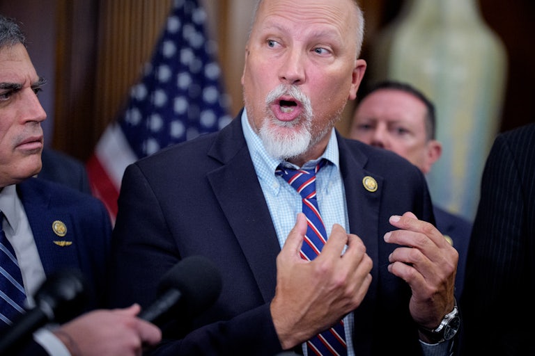 Texas Rep. Chip Roy speaks during a press conference.