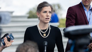 Representative Nancy Mace speaks to reporters outside the Capitol