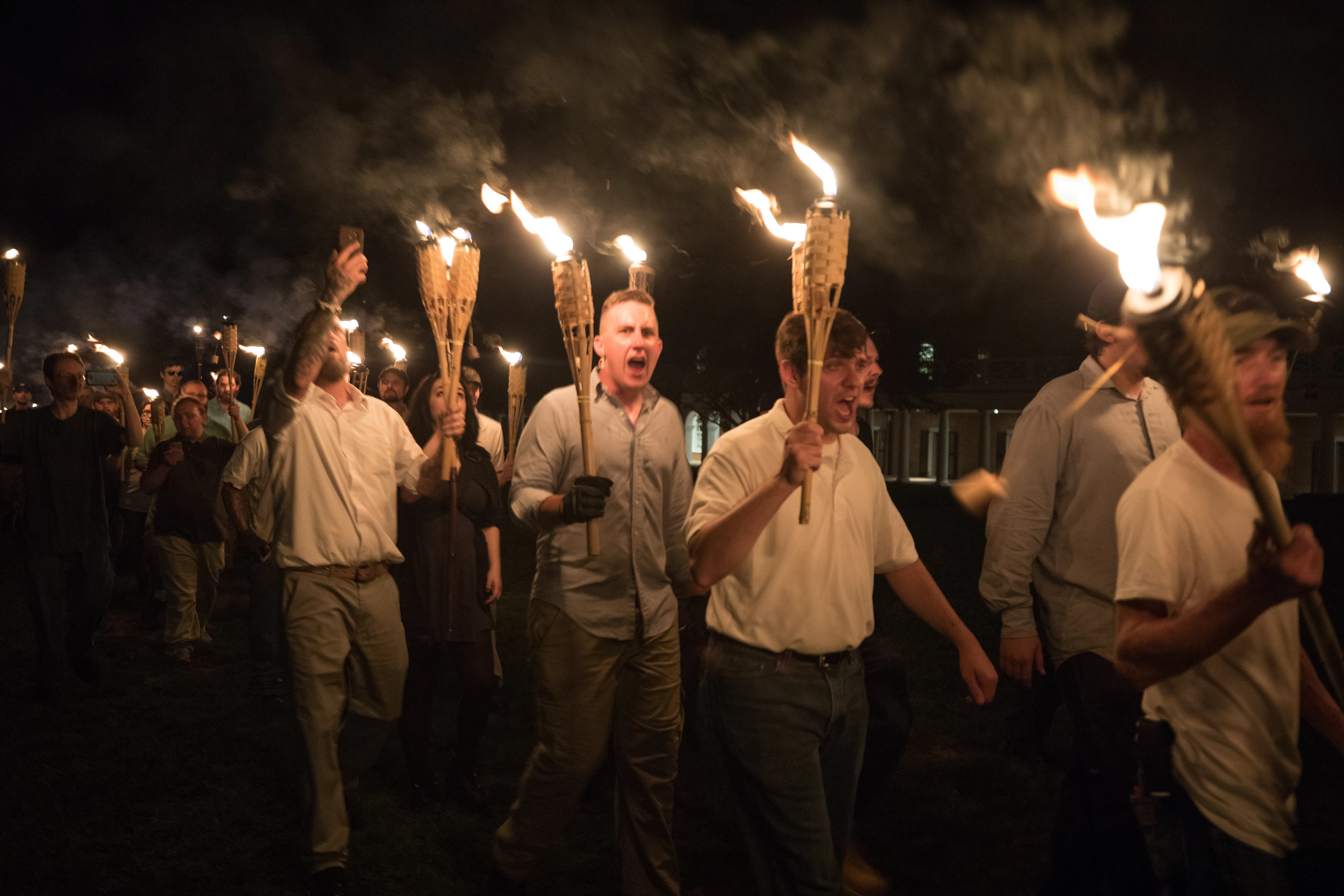 White nationalists marching in Virginia in 2017 