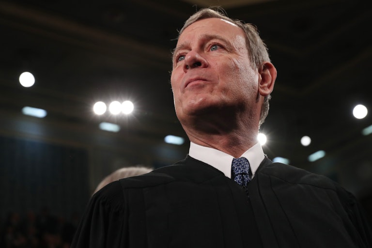 Chief Justice John Roberts looks up