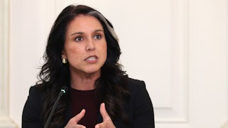 Director of National Intelligence Tulsi Gabbard gestures and speaks