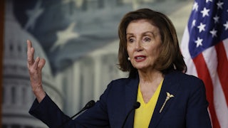 Nancy Pelosi speaks to reporters on Capitol Hill.