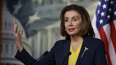 Nancy Pelosi speaks to reporters on Capitol Hill.