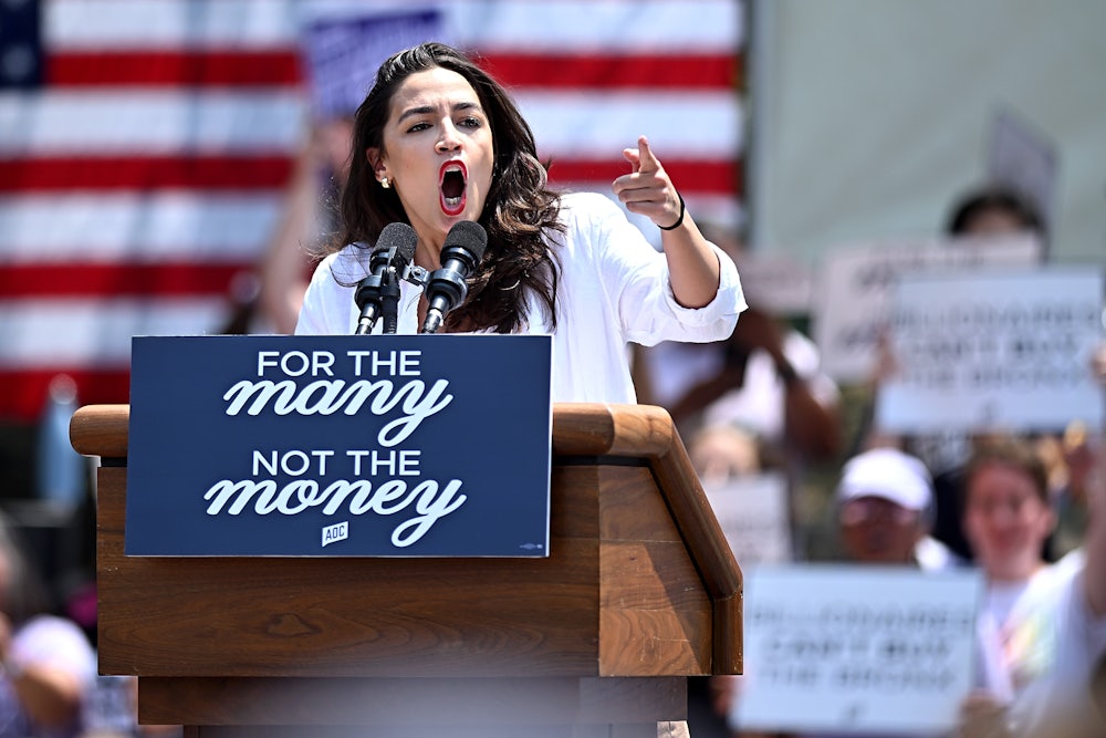 Alexandria Ocasio-Cortez at a rally in the Bronx