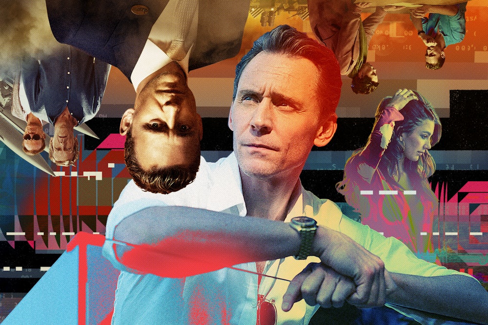 Images from the central characters from season 2 of The Night Manager juxtaposed in a photo illustration with characters from season one