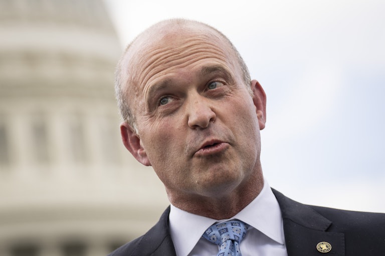 Heritage Foundation President Kevin Roberts speaks to reporters outside the U.S. Capitol