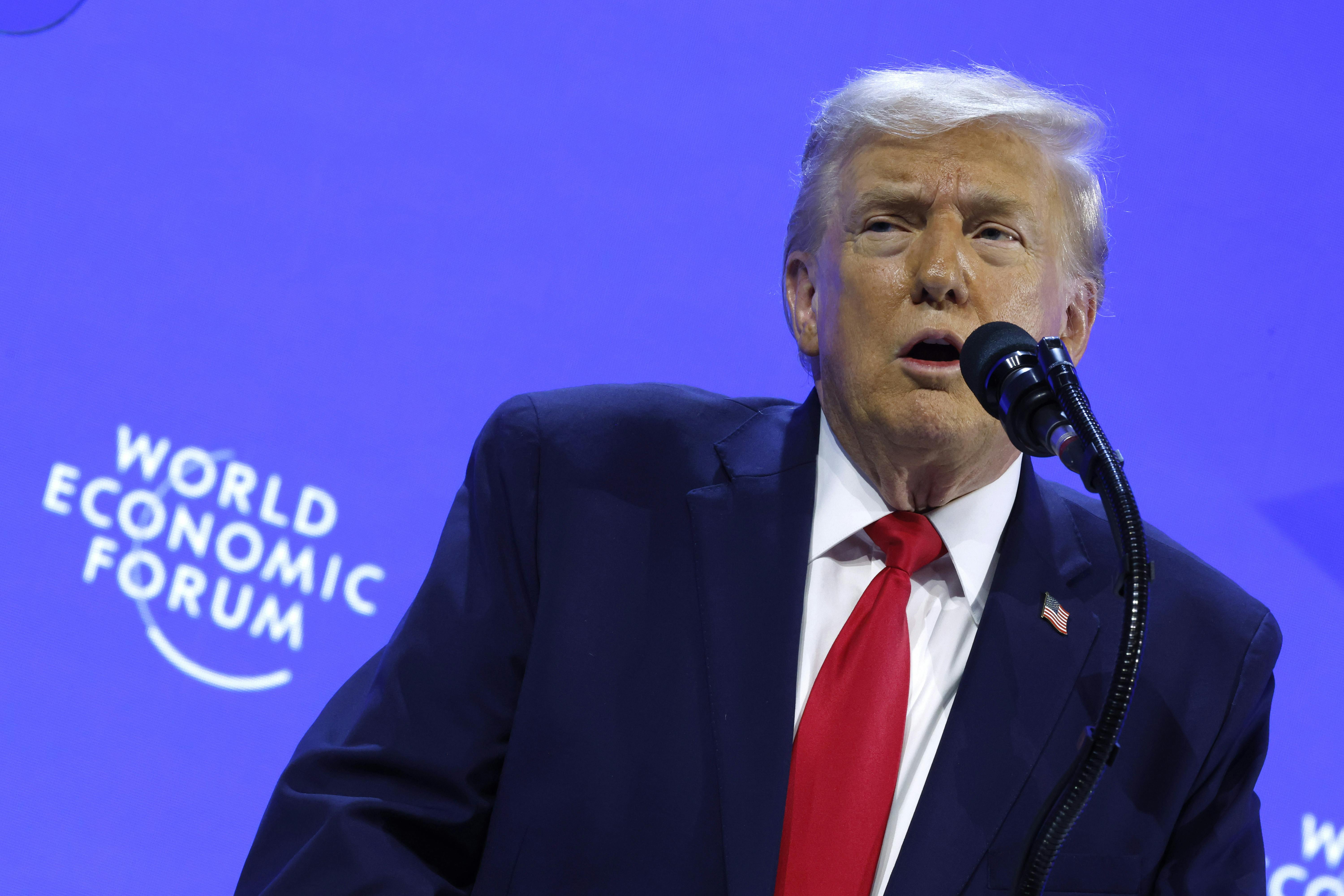 Donald Trump speaks at the World Economic Forum at Davos