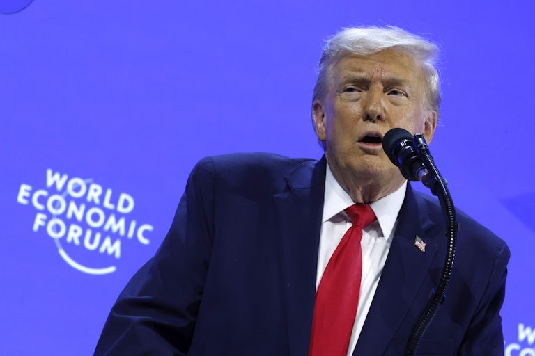Donald Trump speaks at the World Economic Forum at Davos