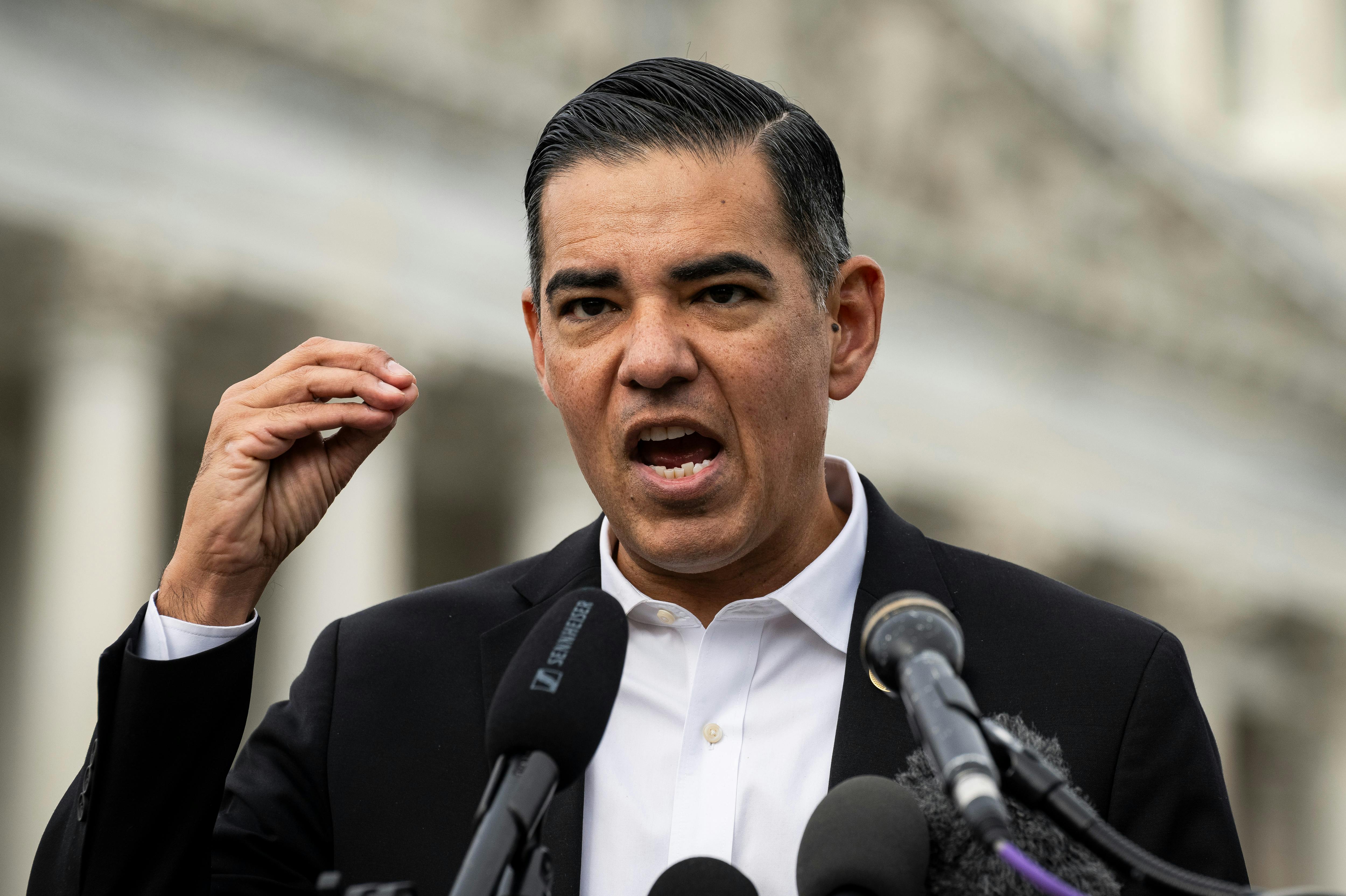 Representative Robert Garcia, a Democrat from California, during a news conference outside the U.S. Capitol