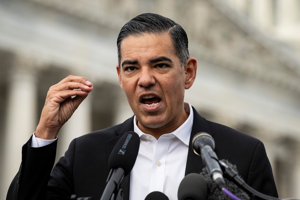 Representative Robert Garcia, a Democrat from California, during a news conference outside the U.S. Capitol