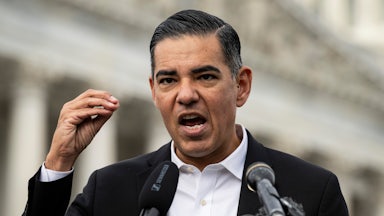 Representative Robert Garcia, a Democrat from California, during a news conference outside the U.S. Capitol