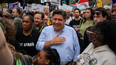 Illinois Governor JB Pritzker at a “No Kings” protest