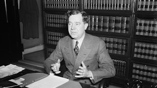 Louisiana Senator Huey P. Long, leader of the populist Share the Wealth campaign, eight months before his assasination.