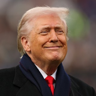 Donald Trump smiles smugly.