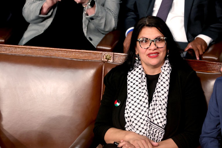 Rashida Tlaib sits in Congress ahead of Israeli Prime Minister Benjamin Netanyahu’s speech