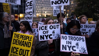 People protest against ICE’s presence in New York City