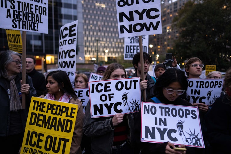 People protest against ICE’s presence in New York City