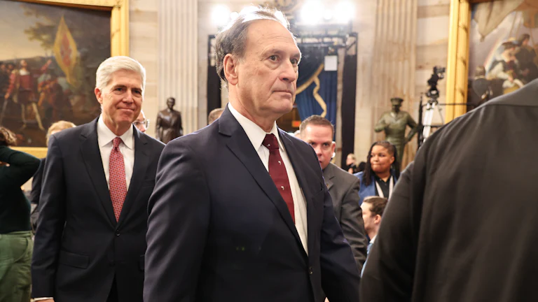 U.S. Associate Supreme Court Justice Samuel Alito Jr. attends inauguration ceremonies in the Rotunda of the U.S. Capitol.
