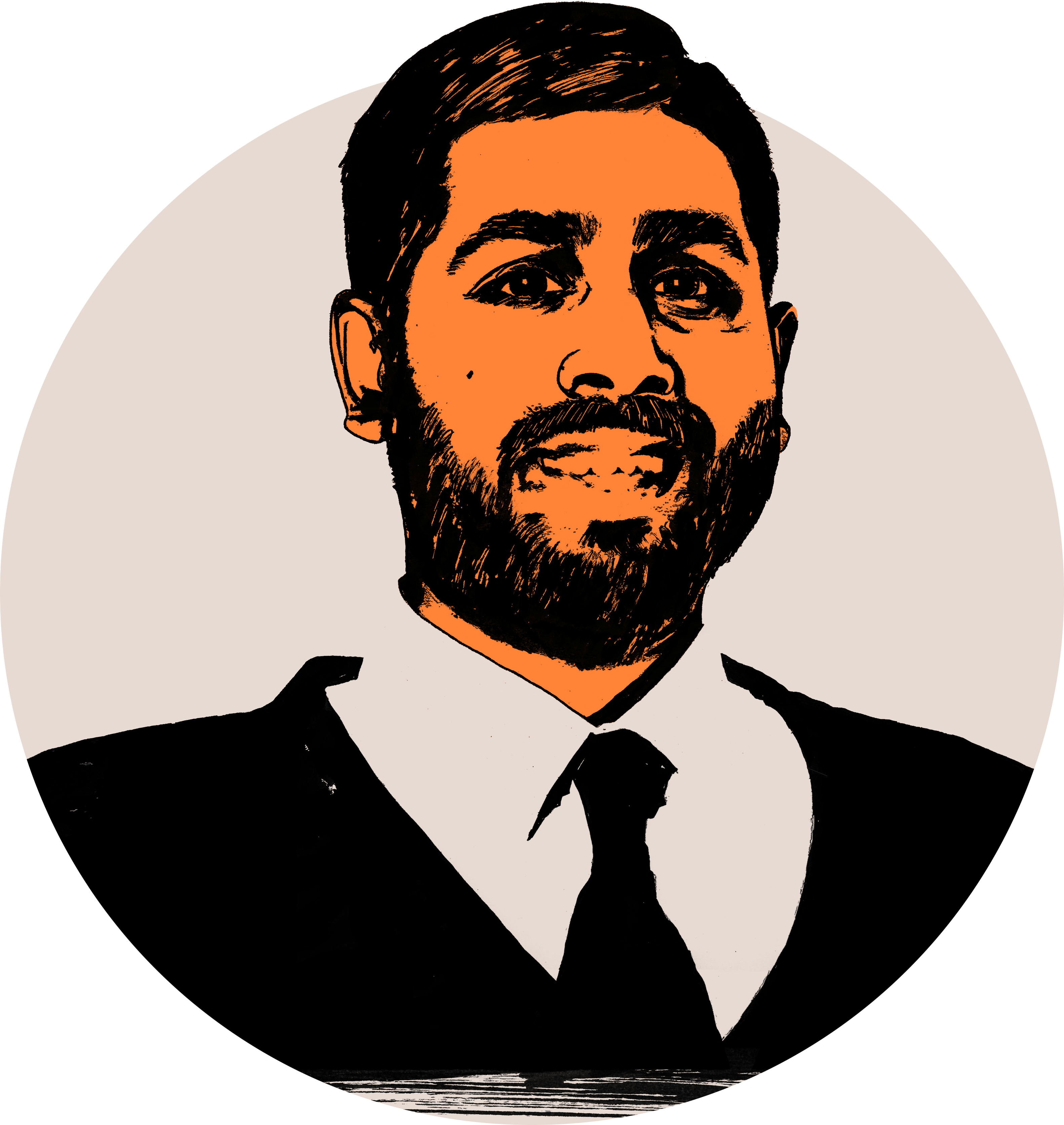 Illustrated headshot of Hafiz Rashid