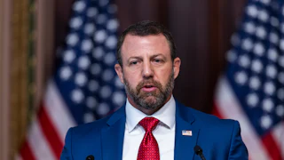 Homeland Security Secretary Markwayne Mullin speaks during a press conference.
