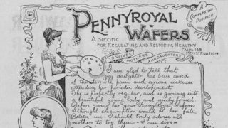 An 1892 advertisement by the Eureka Chemical Company for ‘Pennyroyal Wafers’ published in the ‘Authentic World’s Fair Journal.’ Pennyroyal is one of many herbs believed to be effective as an abortifacient.