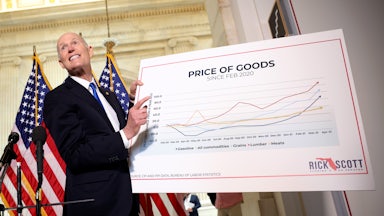 Senator Rick Scott talks about inflation at a GOP luncheon