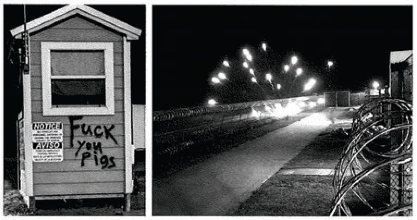 Screen grabs obtained from the superseding indictment purport to show graffiti and cctv footage of fireworks at the Prairieland Detention Center on July 4, 2025.