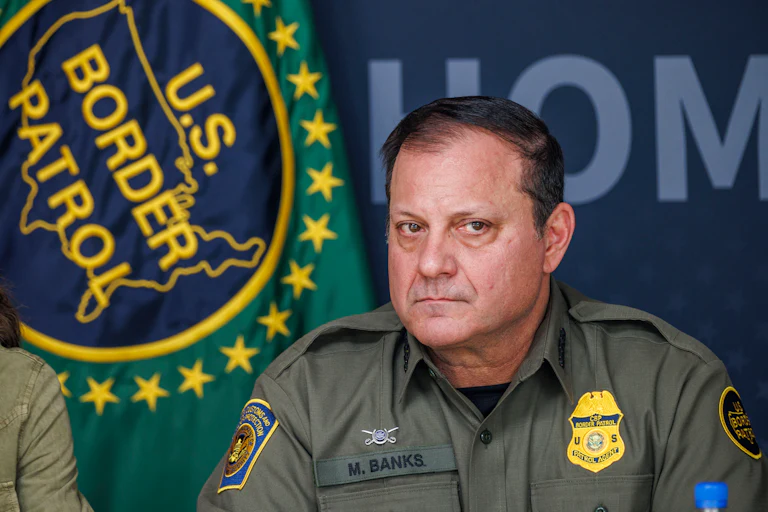 U.S. Border Patrol chief Mike Banks sits during an event