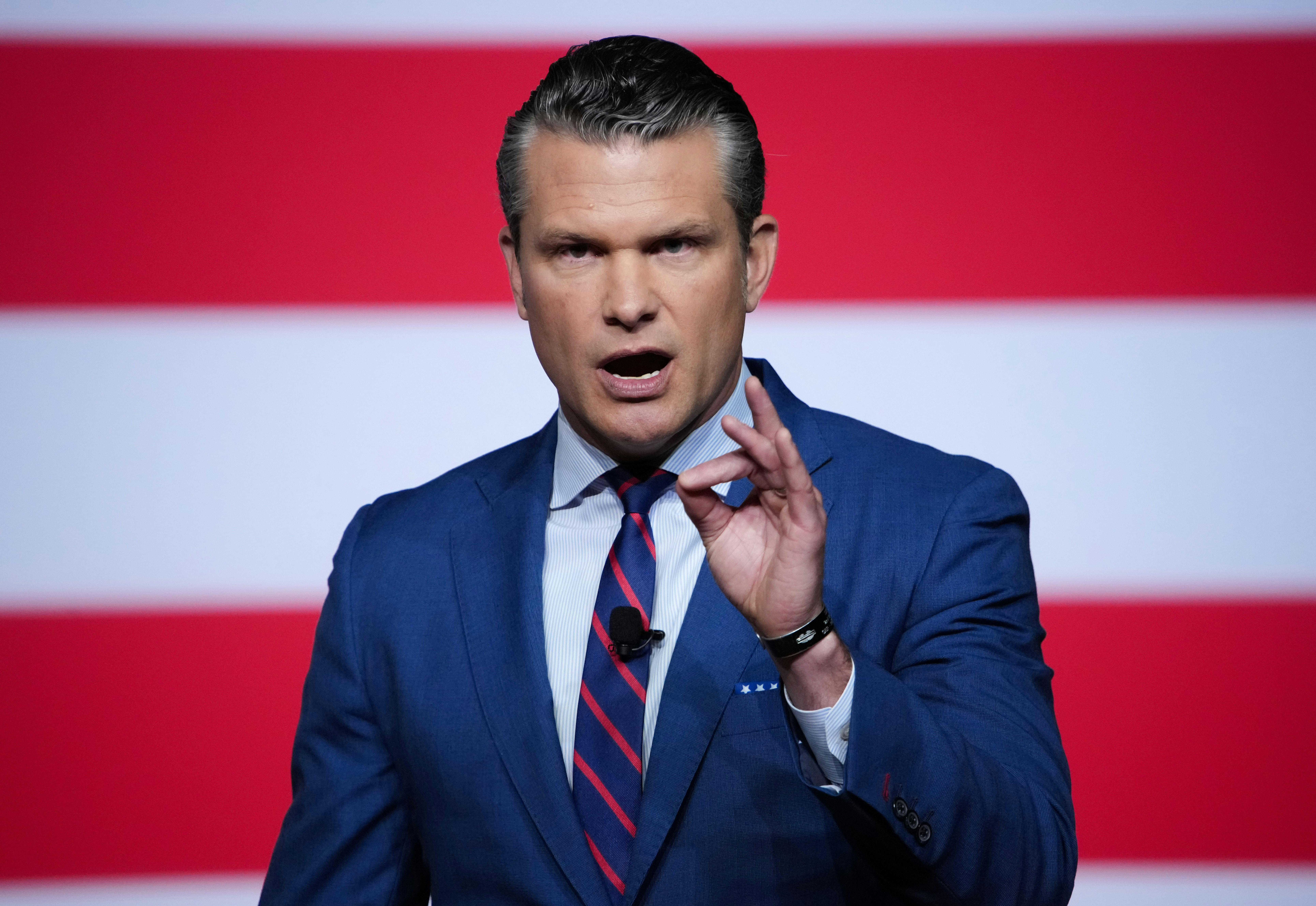 Defense Secretary Pete Hegseth speaking