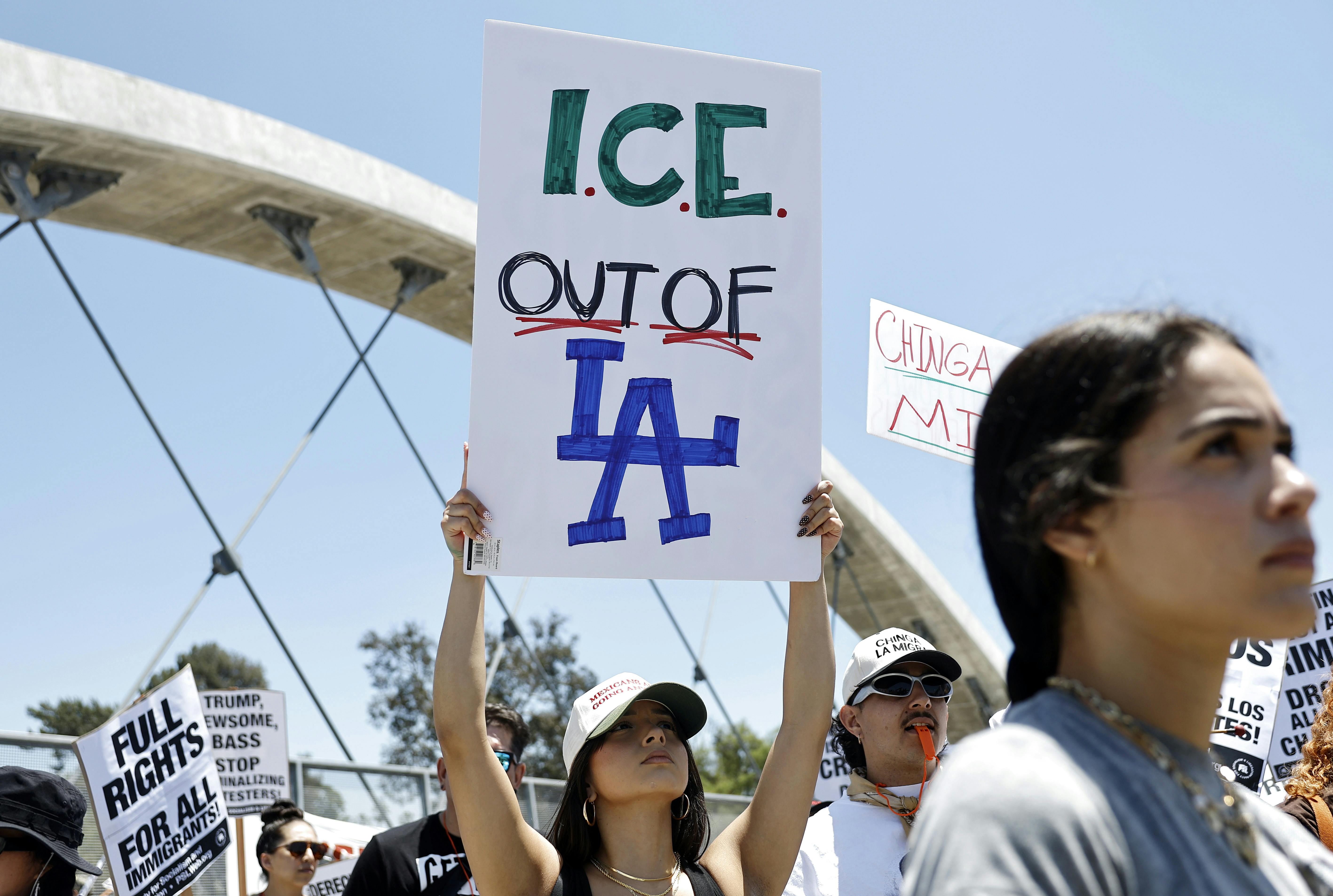 People protest against ICE in Los Angeles