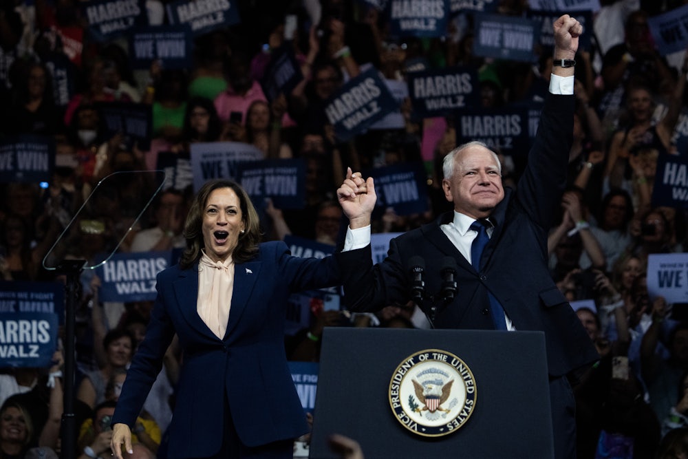 Kamala Harris and Tim Walz make their first appearance as the Democratic ticket.