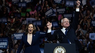 Kamala Harris and Tim Walz make their first appearance as the Democratic ticket.