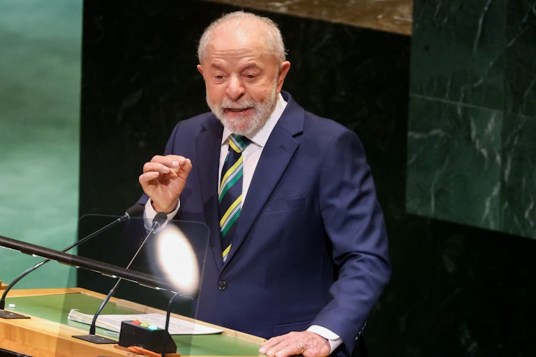 Brazilian President Luiz Inácio Lula da Silva speaks at the United Nations.
