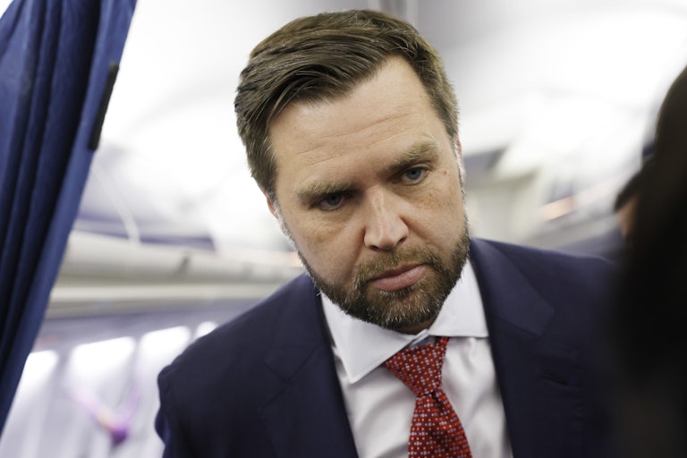 J.D. Vance walks on Donald Trump’s plane