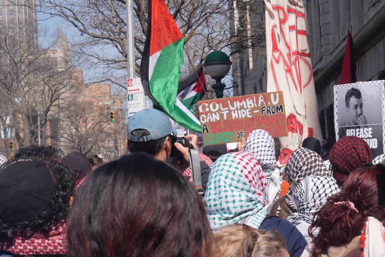 People protest in support of Palestine at Columbia University in New York City