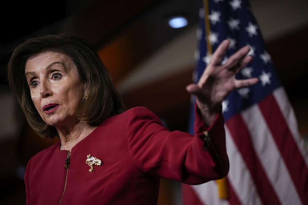 Speaker of the House Nancy Pelosi gestures during her weekly news conference at the U.S. Capitol.