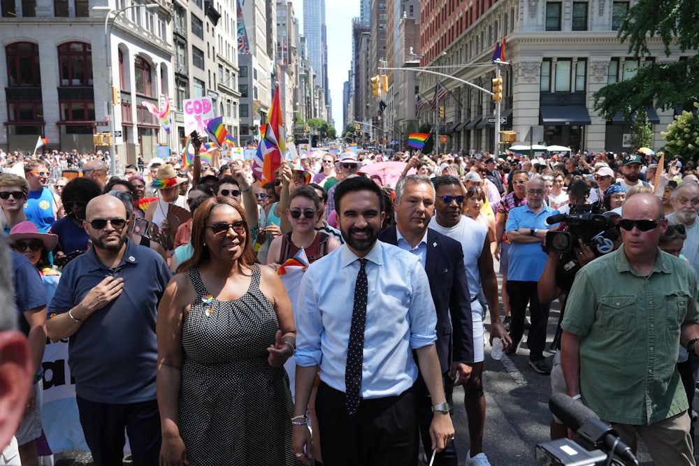 Zohran Mamdani and New York Attorney General Letitia James at Sunday’s NYC Pride March