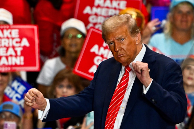 Donald Trump dances at a campaign event