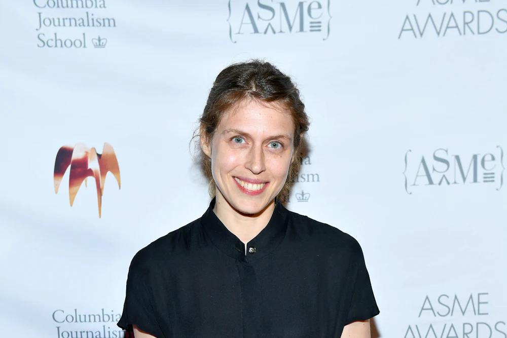 Rachel Aviv poses with an award at the Annual National Magazine Awards in New York City in 2022