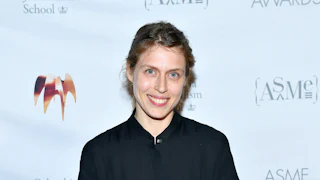 Rachel Aviv poses with an award at the Annual National Magazine Awards in New York City in 2022