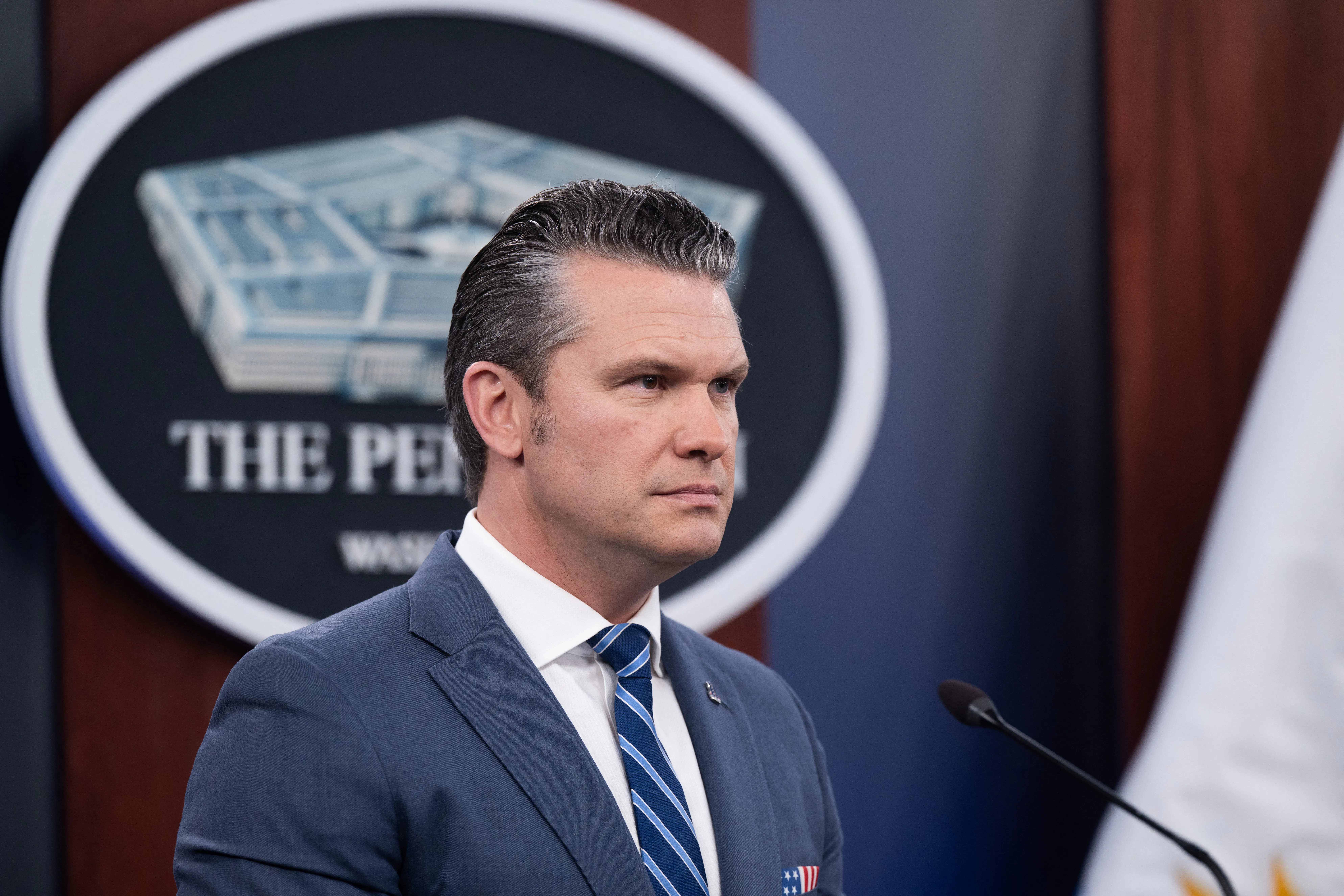 Defense Secretary Pete Hegseth delivers a press conference at the Pentagon