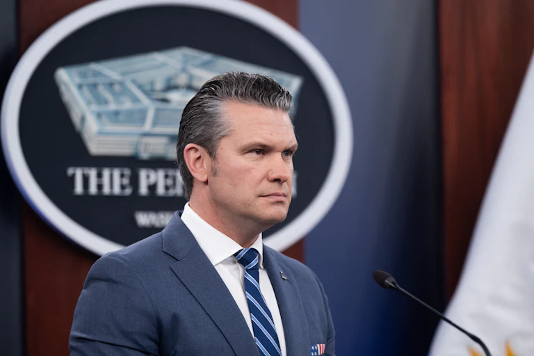 Defense Secretary Pete Hegseth delivers a press conference at the Pentagon