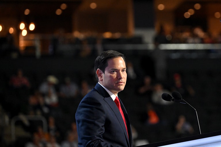 Senator Marco Rubio stands onstage at the Republican National Convention