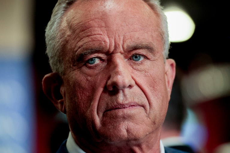 Robert F. Kennedy Jr. looks to the side