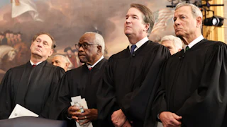 Supreme Court Justices Samuel Alito, Clarence Thomas, Brett Kavanaugh, and Chief Justice John Roberts