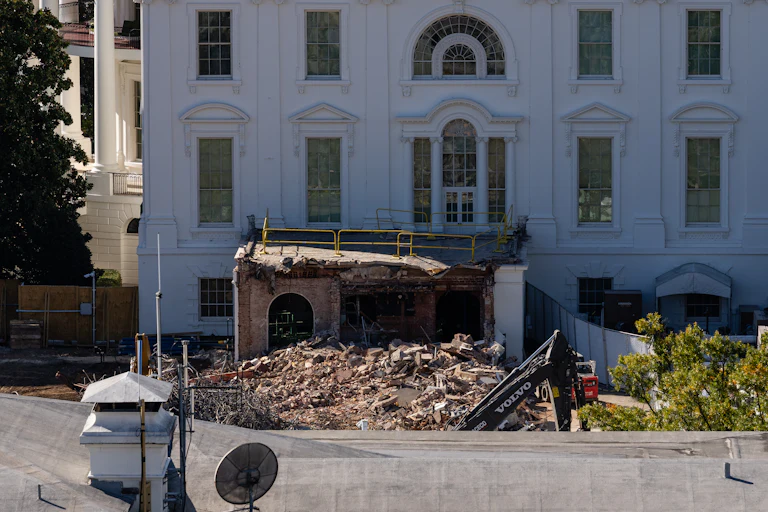 The destroyed East Wing of the White House