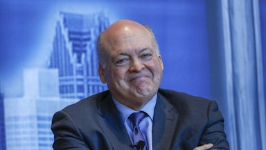 Former Ford CEO Jim Hackett sports a smile in 2019.