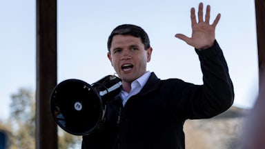 Texas Democratic candidate James Talarico on the campaign trail