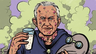 Illustration of RFK Jr. depicted as a plague era doctor