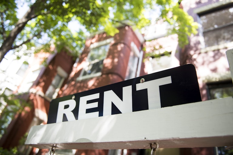 A sign advertises an apartment for rent on Capitol Hil.
